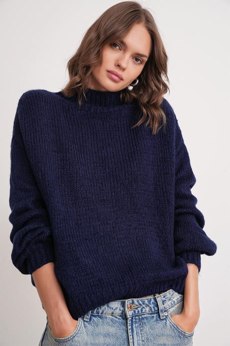 Lockerer Passform Rundhals Dickstrickpullover - Image 3