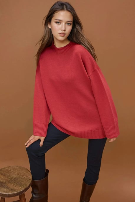 Dick gestrickter Rundhals-Longpullover - Image 1