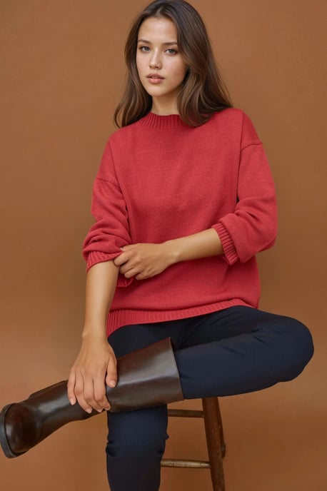 Dick gestrickter Rundhals-Longpullover - Image 2
