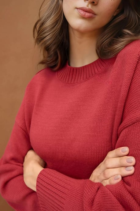 Dick gestrickter Rundhals-Longpullover - Image 5
