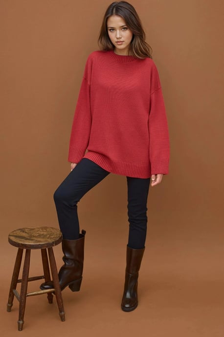 Dick gestrickter Rundhals-Longpullover - Image 6