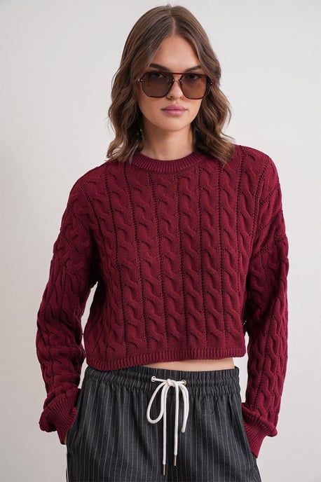 Kabelstrickmuster Rundhals Pullover - Image 4