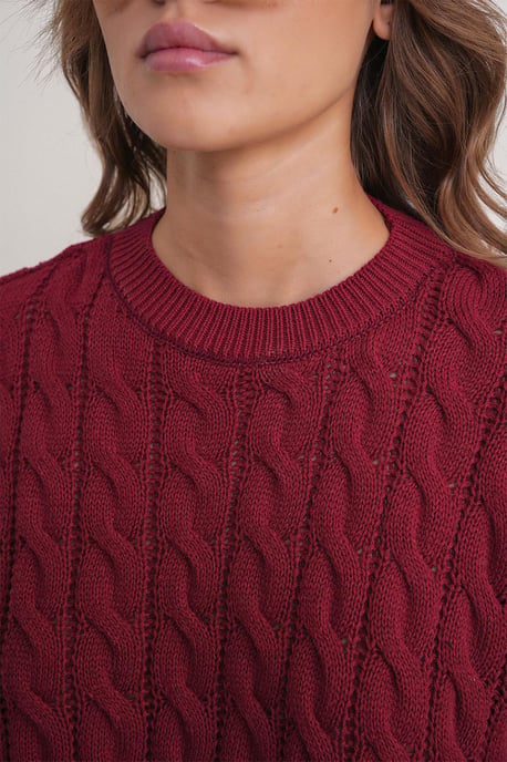 Kabelstrickmuster Rundhals Pullover - Image 6