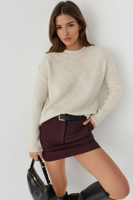 Dicker Strickpullover mit Rundhalsausschnitt - Image 1
