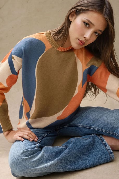 Jacquard-Strickpullover mit Rundhalsausschnitt - Image 1
