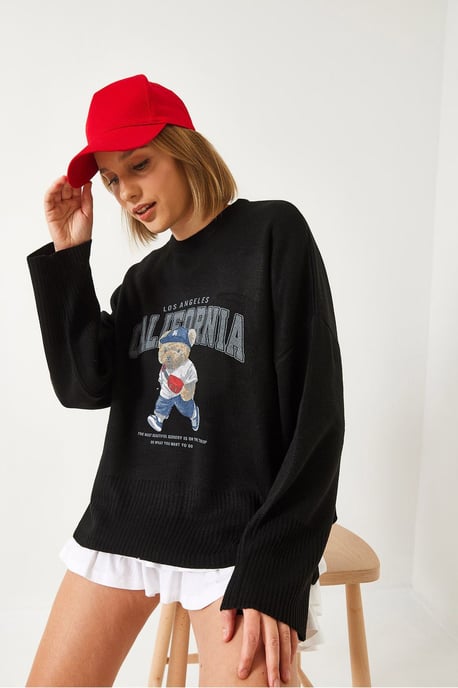 Oversized bedruckter Rundhalspullover - Image 3