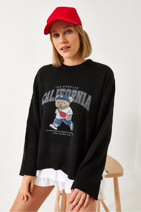 Oversized bedruckter Rundhalspullover - Image 4