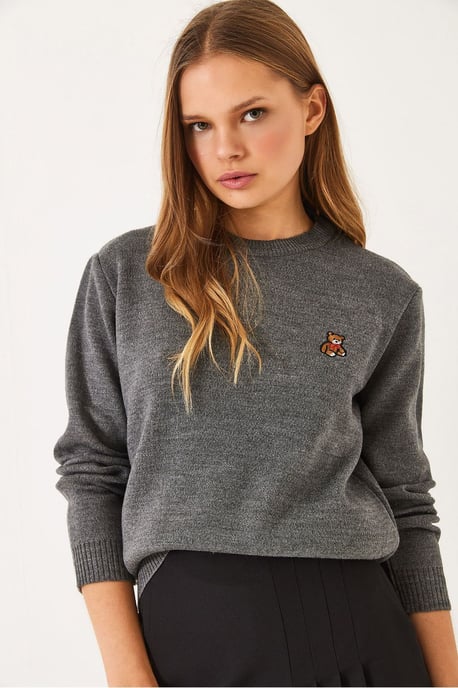 Gestickter Rundhalsausschnitt Pullover - Image 2