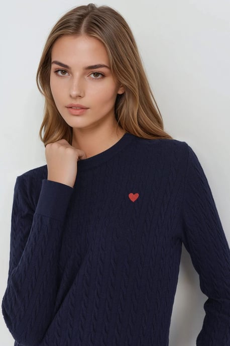 Haarzopf Strickpullover mit Herzdetails - Image 2
