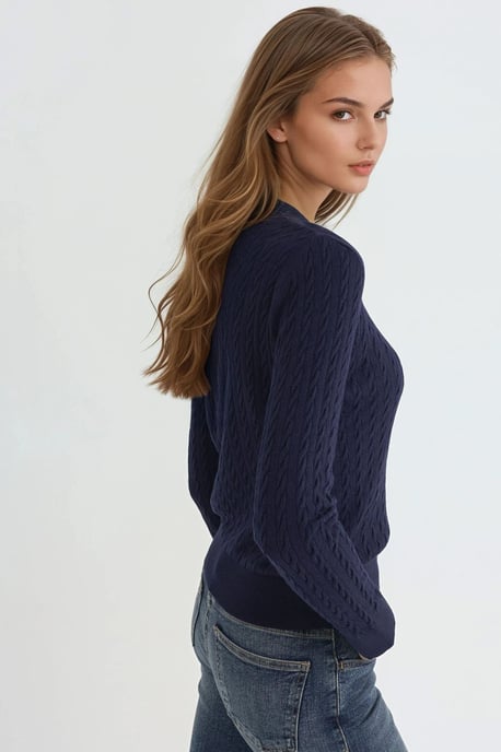 Haarzopf Strickpullover mit Herzdetails - Image 3
