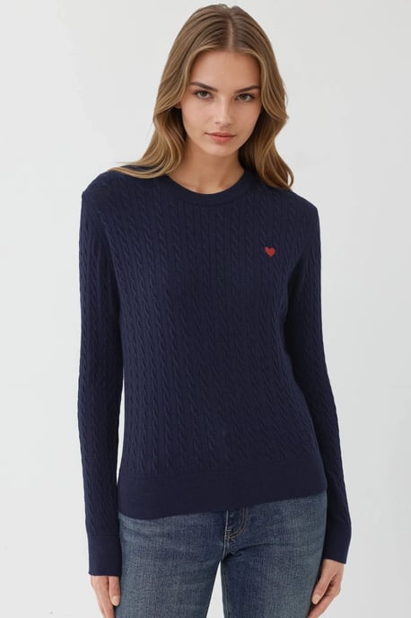 Haarzopf Strickpullover mit Herzdetails - Image 6
