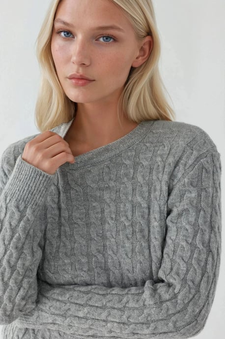 Dicker Haarzopf Strickpullover mit Rundhalsausschnitt - Image 2