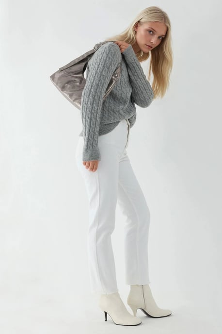Dicker Haarzopf Strickpullover mit Rundhalsausschnitt - Image 3