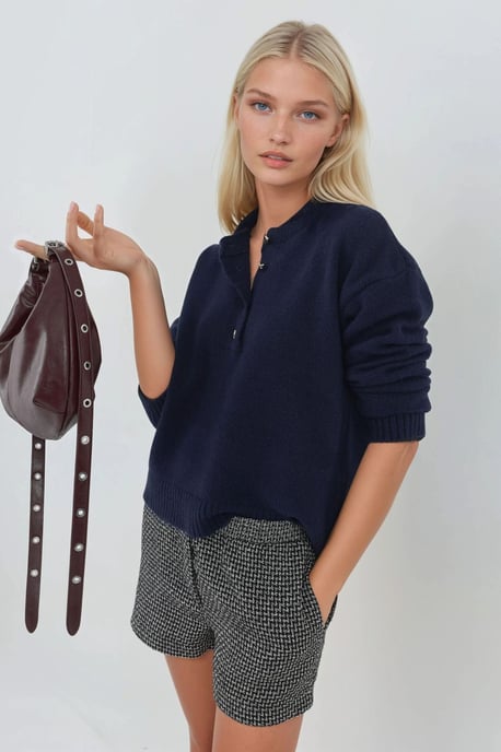 Weicher strukturierten Strickpullover mit Knöpfen - Image 6