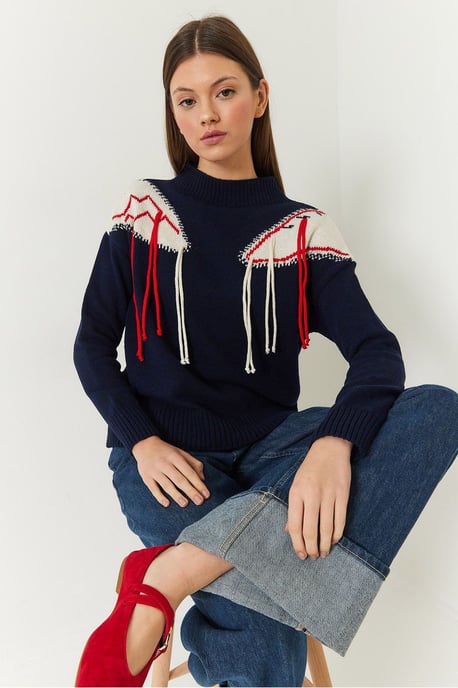 Fransen Crew-Neck Musterpullover - Image 2