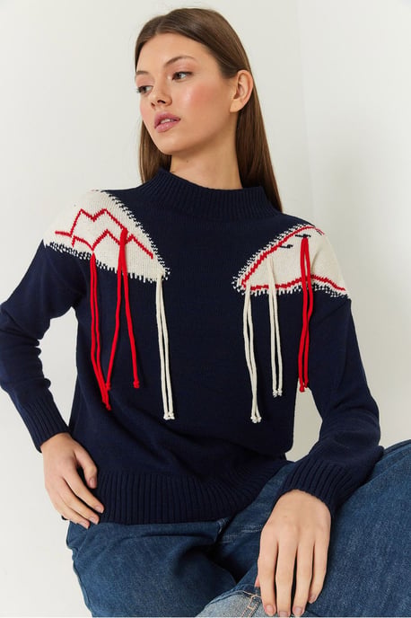 Fransen Crew-Neck Musterpullover - Image 3