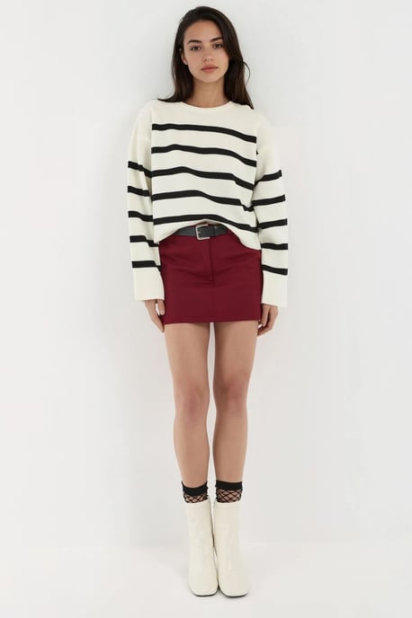 Gestreifter Relaxed Fit Kürzer Pullover - Image 5