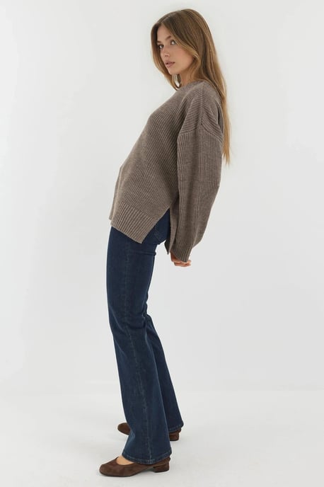 Strukturierter Rundhalsausschnitt Strickpullover - Image 2