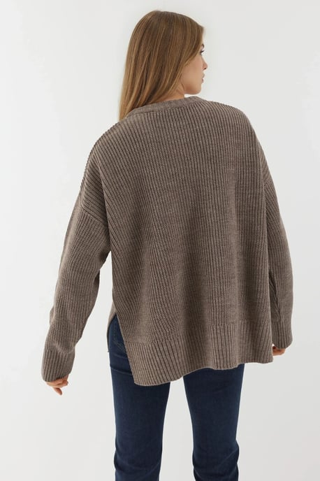 Strukturierter Rundhalsausschnitt Strickpullover - Image 3