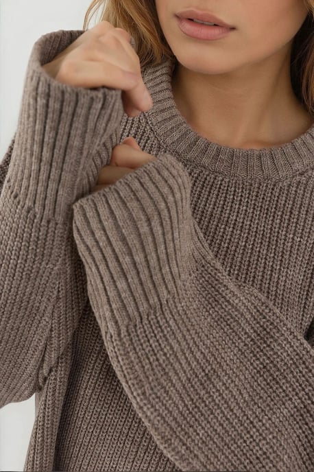 Strukturierter Rundhalsausschnitt Strickpullover - Image 4