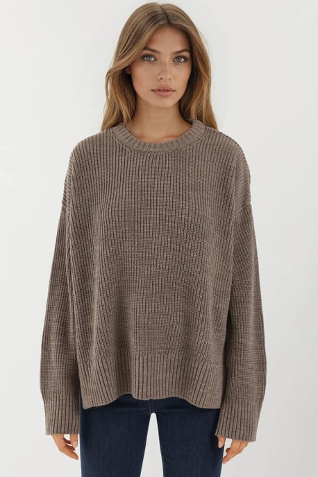 Strukturierter Rundhalsausschnitt Strickpullover - Image 5