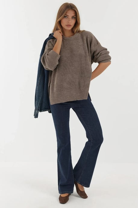Strukturierter Rundhalsausschnitt Strickpullover - Image 6