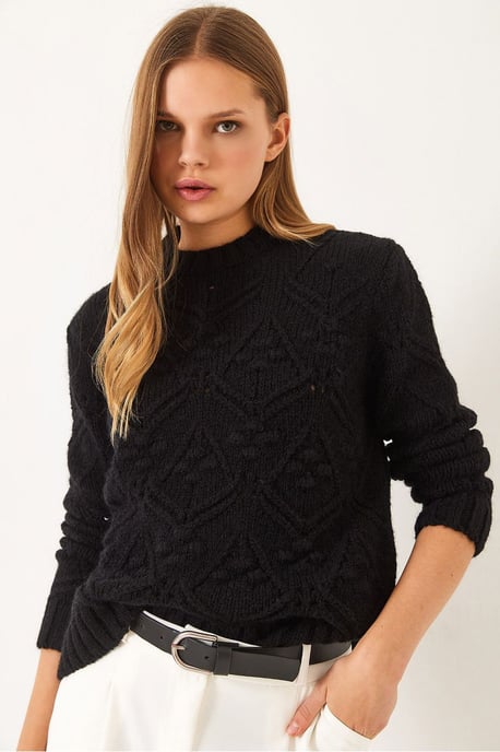 Strukturierter Rundhals-Pullover mit Pompon - Image 4