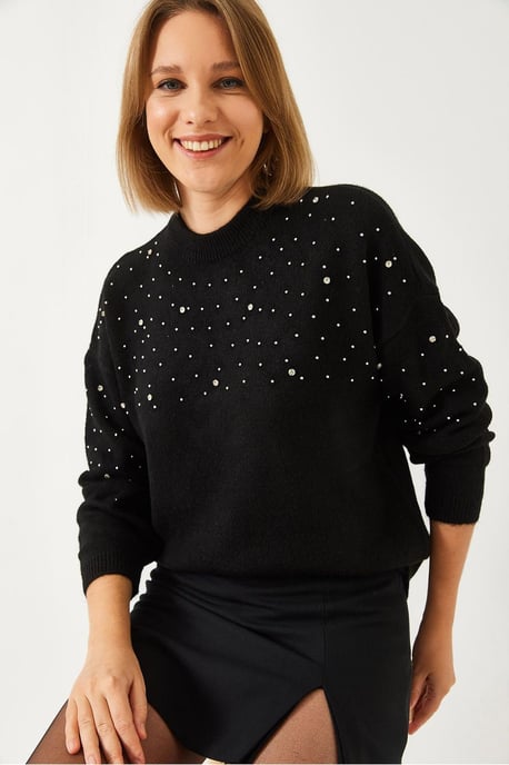 Strukturiertes Besticktes Rundhals-Pullover - Image 2