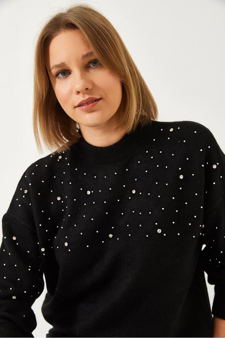 Strukturiertes Besticktes Rundhals-Pullover - Image 3