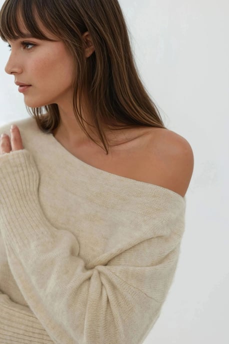 Weicher strukturierten Off-Shoulder Strickpullover - Image 3