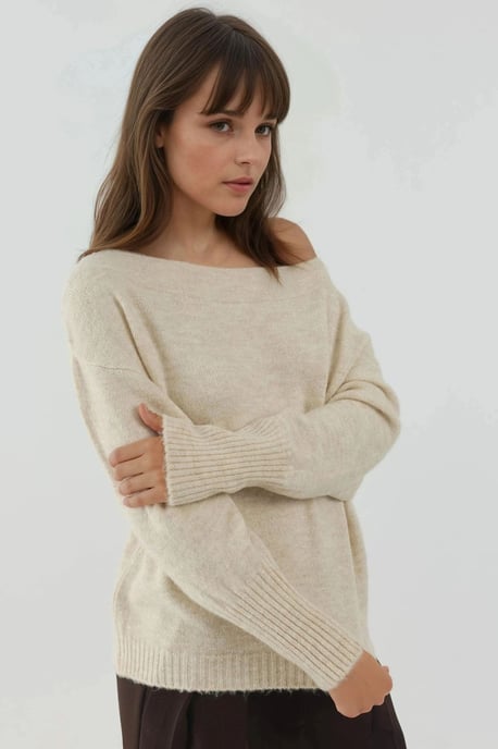 Weicher strukturierten Off-Shoulder Strickpullover - Image 4