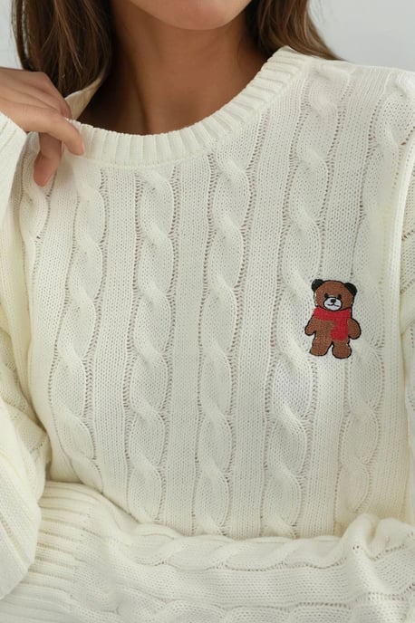 Haarkranz-Strickpullover mit Stickerei - Image 2