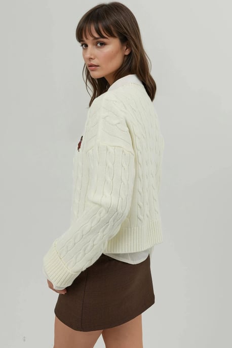 Haarkranz-Strickpullover mit Stickerei - Image 4