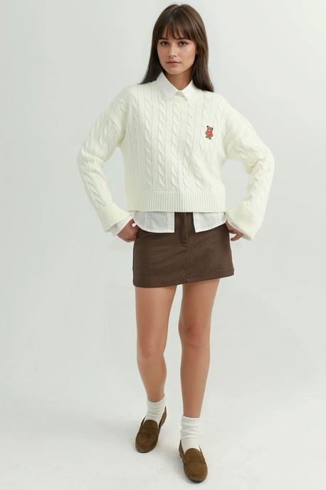 Haarkranz-Strickpullover mit Stickerei - Image 5