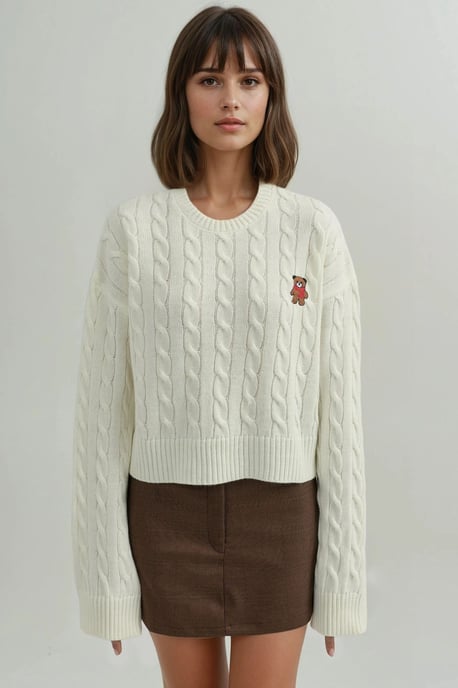 Haarkranz-Strickpullover mit Stickerei - Image 6
