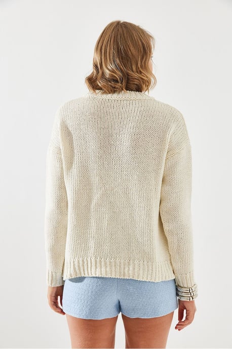 Pullover mit geometrischem Muster und Rundhalsausschnitt - Image 3