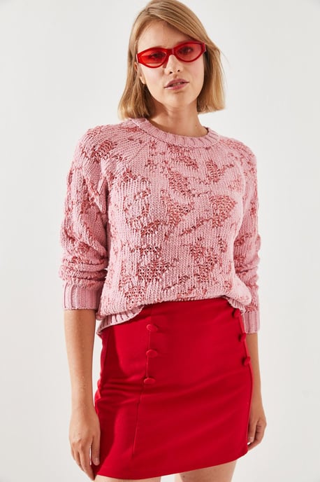 Abstrakter Strickpullover mit Rippdetails - Image 2