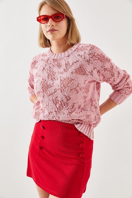 Abstrakter Strickpullover mit Rippdetails - Image 3