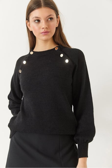 Strickpullover mit strukturiertem Muster und Knöpfen, Rundhalsausschnitt - Image 2