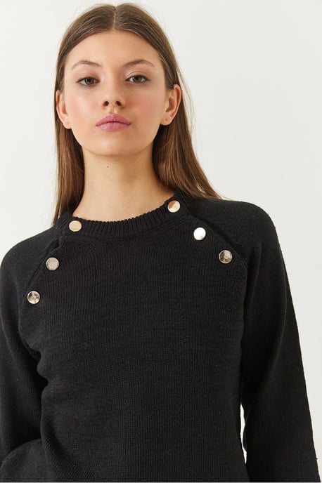 Strickpullover mit strukturiertem Muster und Knöpfen, Rundhalsausschnitt - Image 3