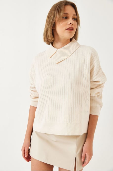 Rippstrick-Schalkragenpullover - Image 3