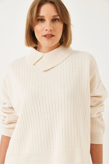 Rippstrick-Schalkragenpullover - Image 4