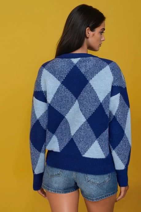 Diamantmuster Crew-Neck-Pullover - Image 3