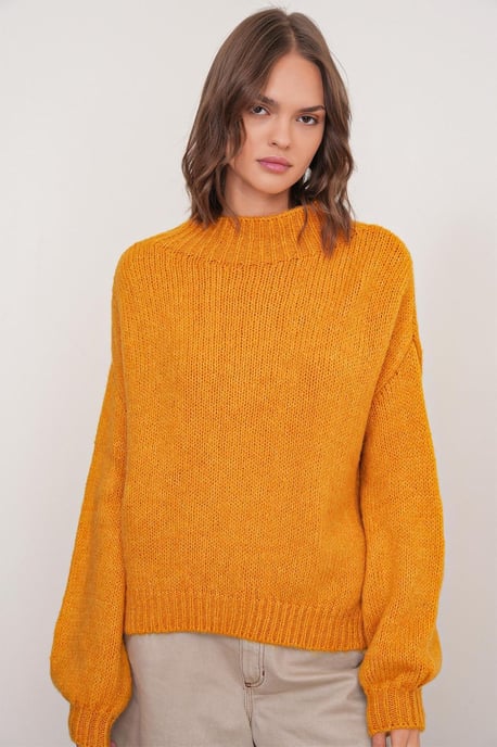 Lässiger Schnitt Rundhals Dickstrickpullover - Image 1