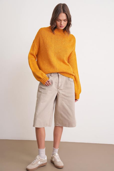 Lässiger Schnitt Rundhals Dickstrickpullover - Image 2