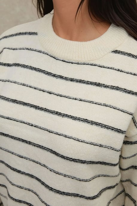 Gestreifter Rundhalsausschnitt Soft Touch Pullover - Image 4