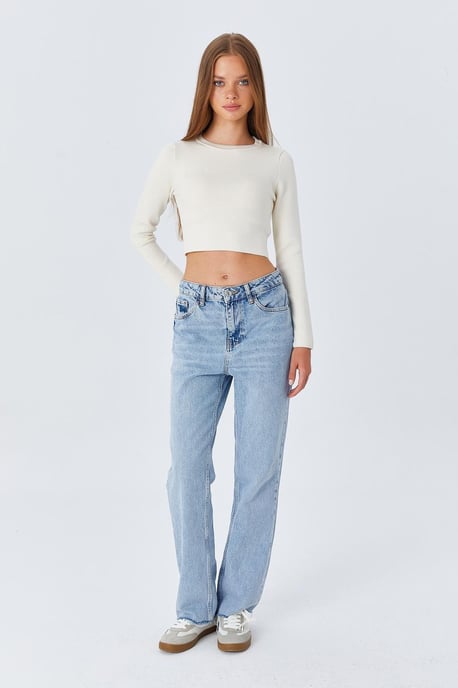 Langarm Basic Crop Stricktop - Image 6