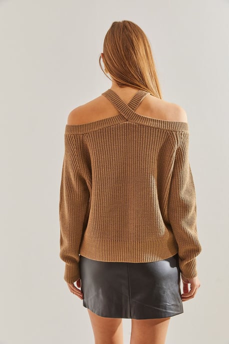 Strukturiertes Rundhals-Langarm-Pullover mit Ausschnittdetails - Image 2