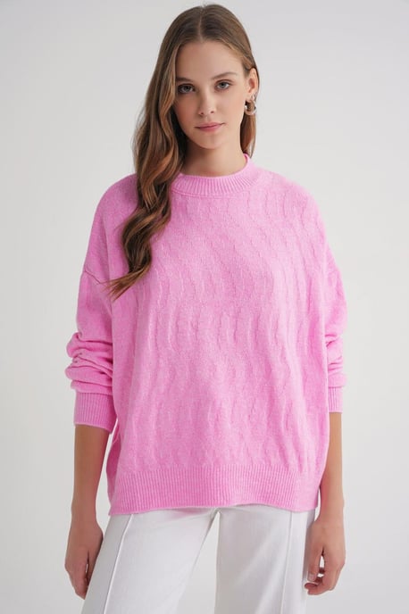 Rippstrick-Pullover mit Haarzopfmuster - Image 1