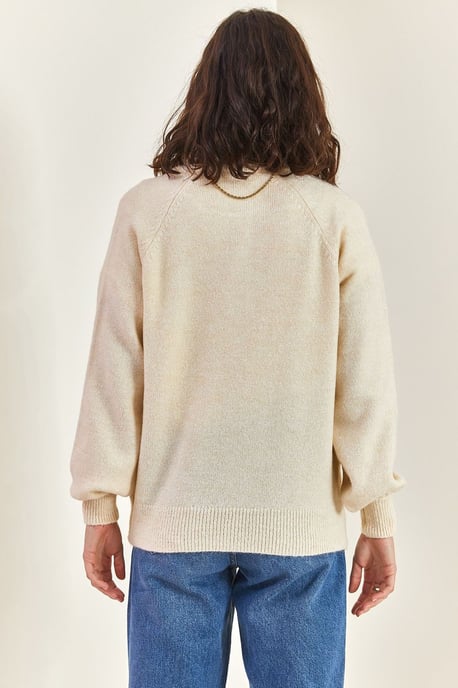 Knopfkragen Lässig Sitzender Strickpullover - Image 2